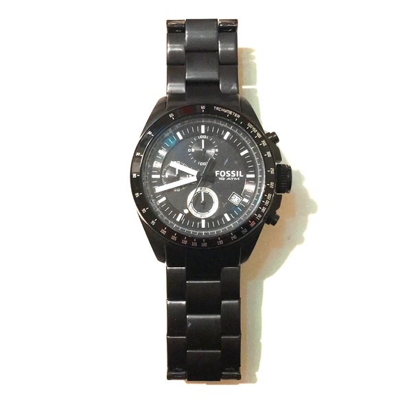 NEW FOSSiL black 8in.Wrist Chrono tachymeter Watch - Picture 1 of 7